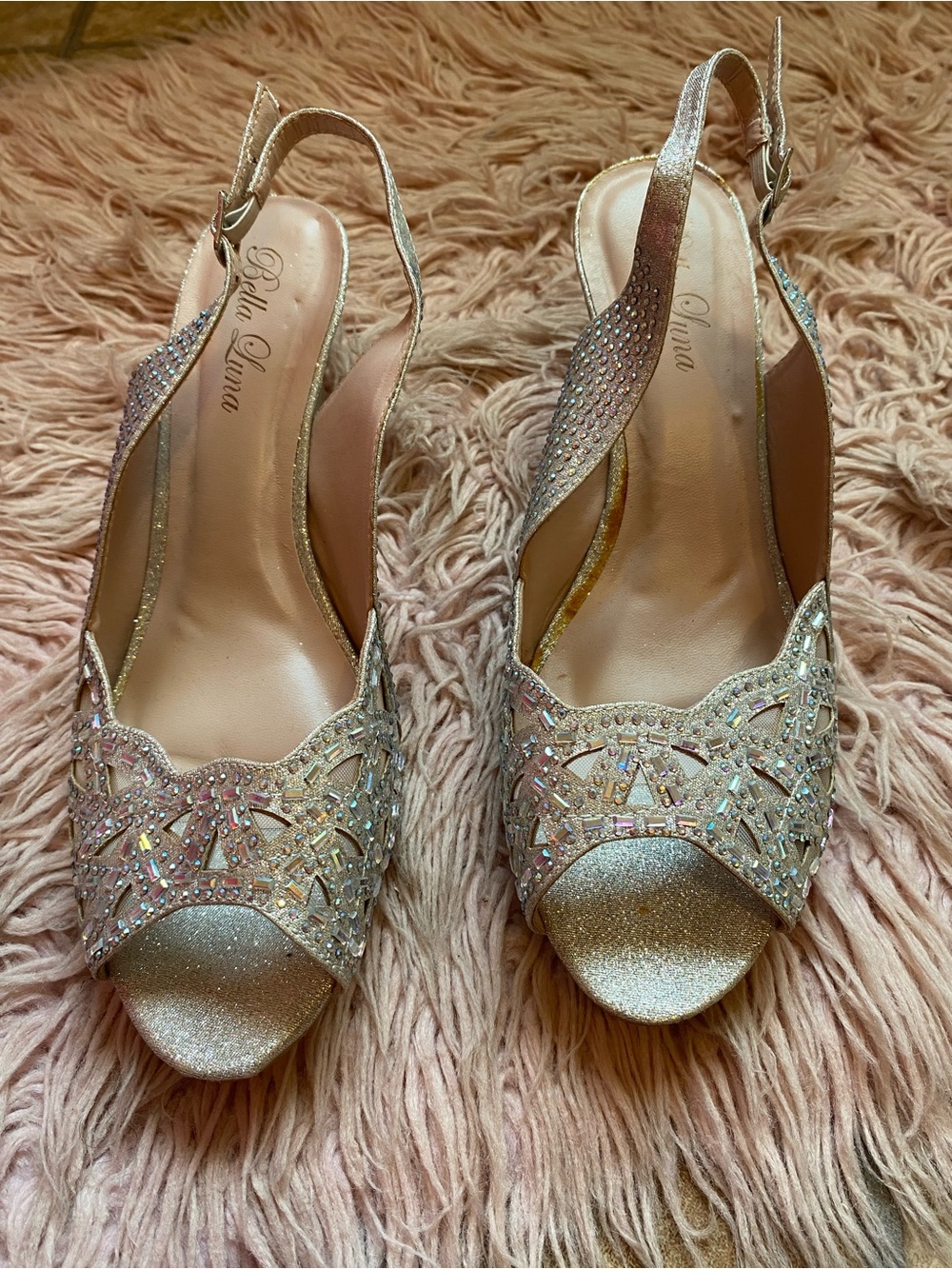 Silver Embellished Slingback Heels